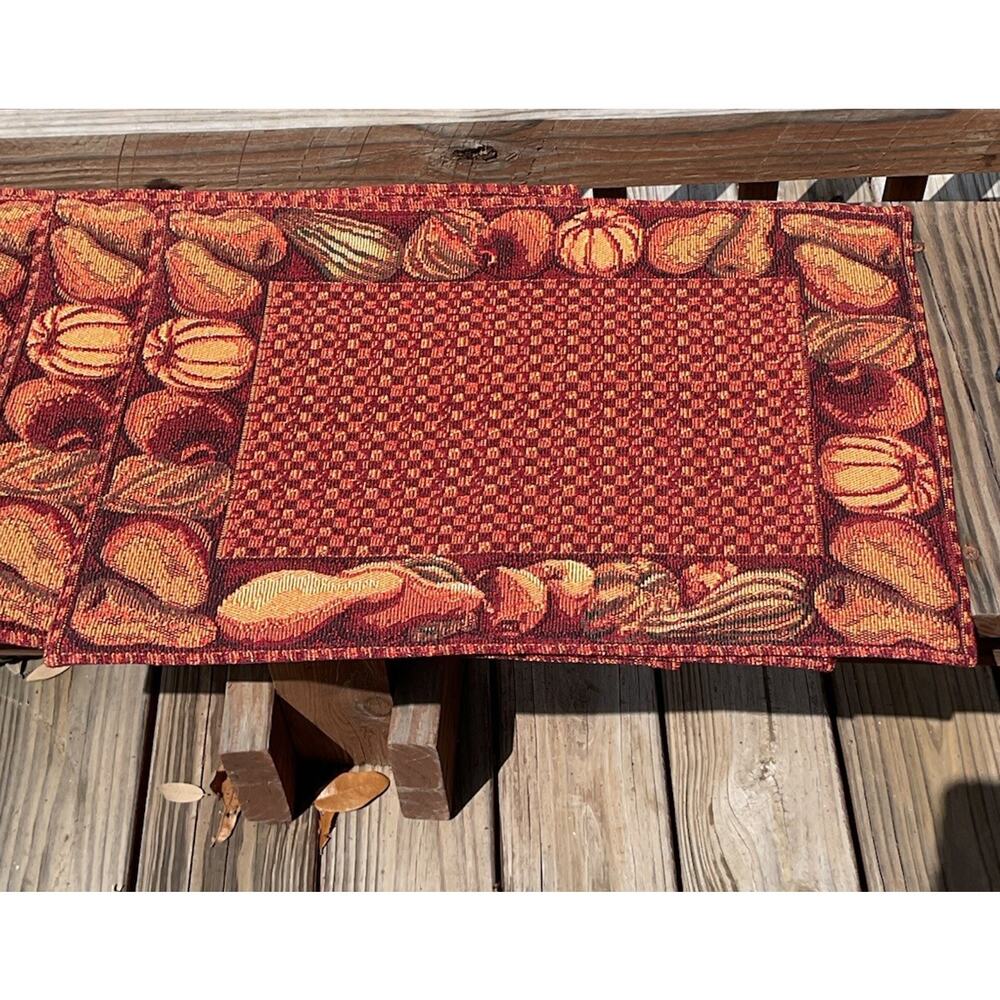 Fall Pumpkin Harvest Tapestry Placemats Set Of 4 Thanksgiving - Picture 2 of 3